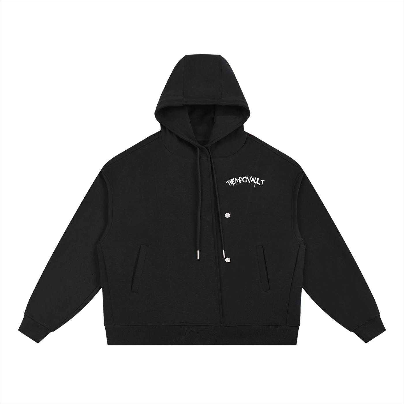 Boxy Button Placket Hoodie