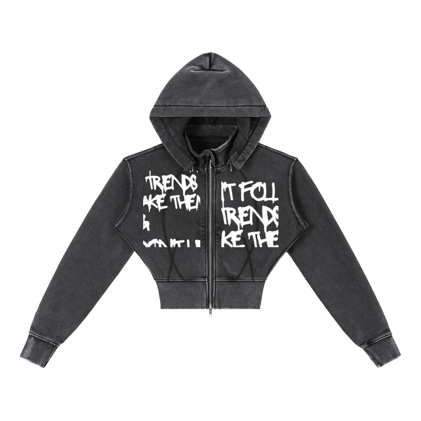 Vintage Washed Cropped Fleece Hoodie