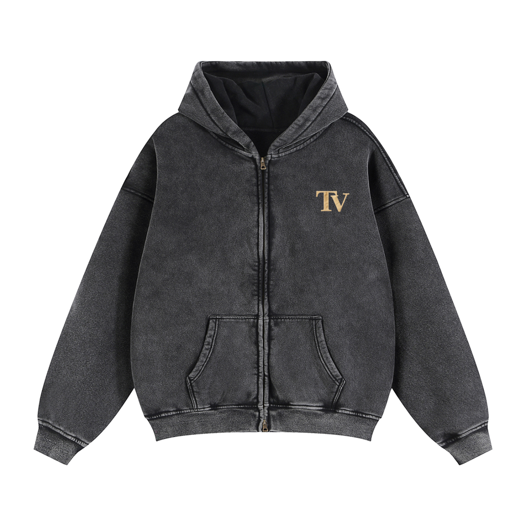 Zip-Through Boxy Fleece Hoodie