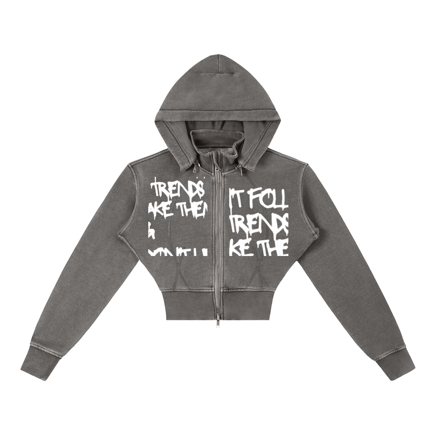 Vintage Washed Cropped Fleece Hoodie