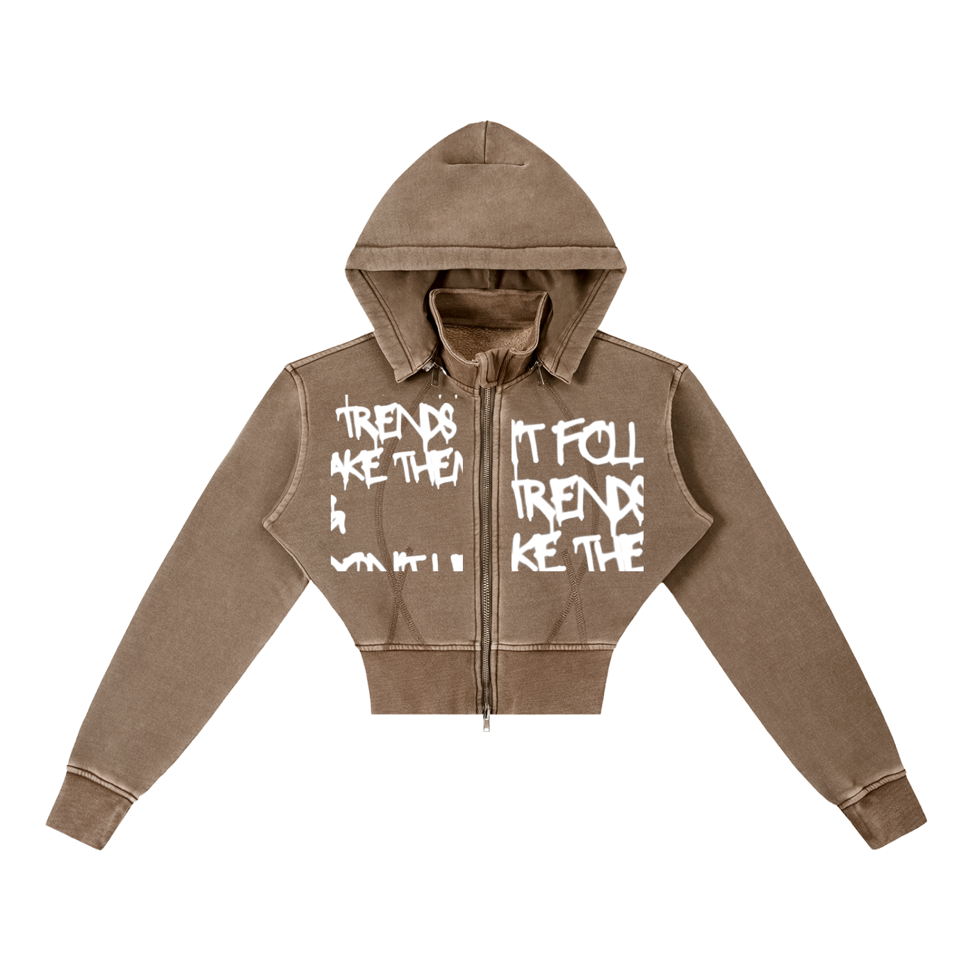 Vintage Washed Cropped Fleece Hoodie