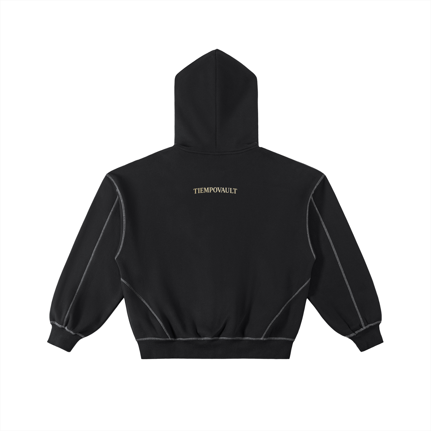 Contrast-Stitched Boxy Fleece Zip Hoodie