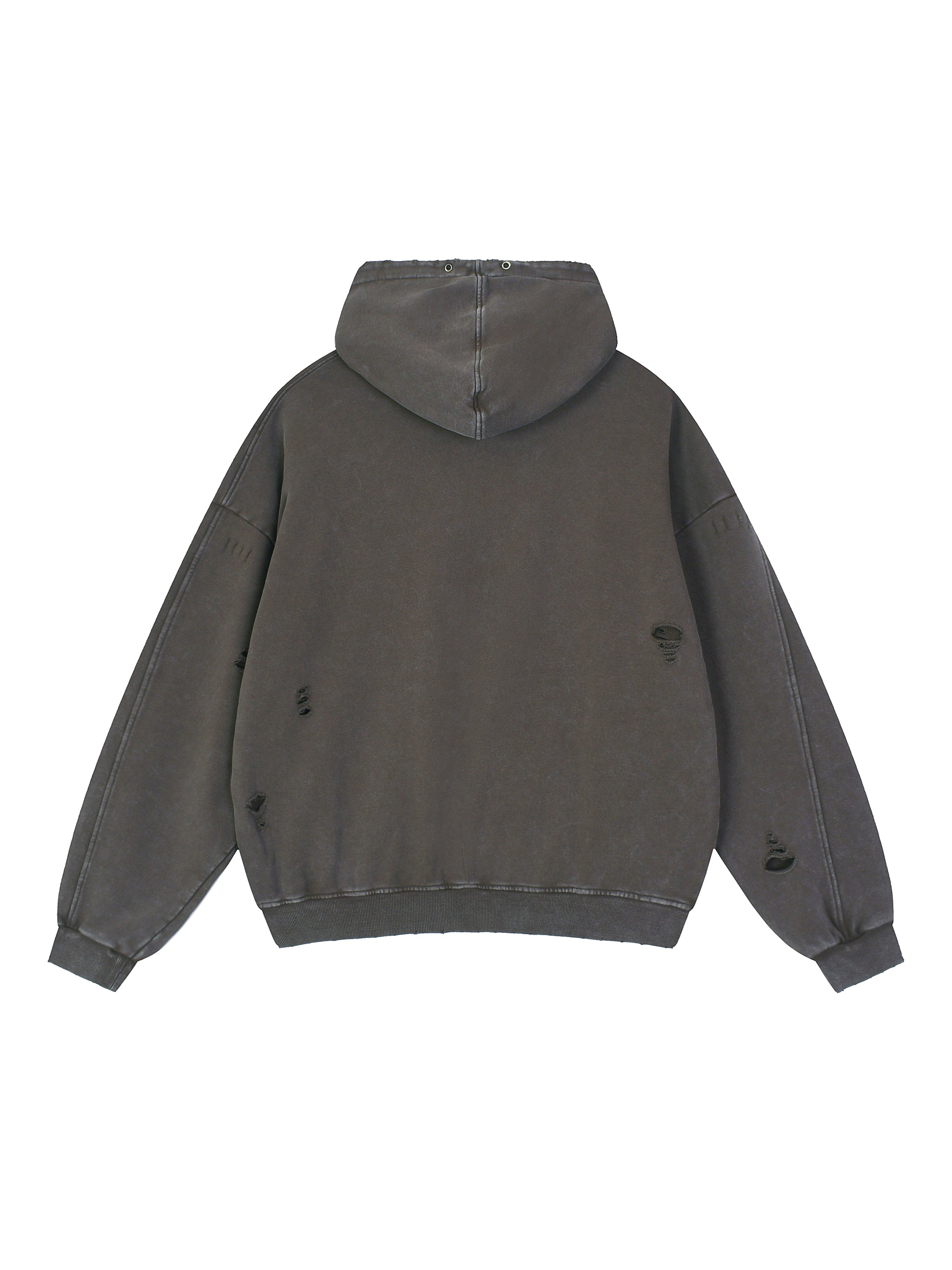 Snow Washed Distressed Panel Pocket Hoodie